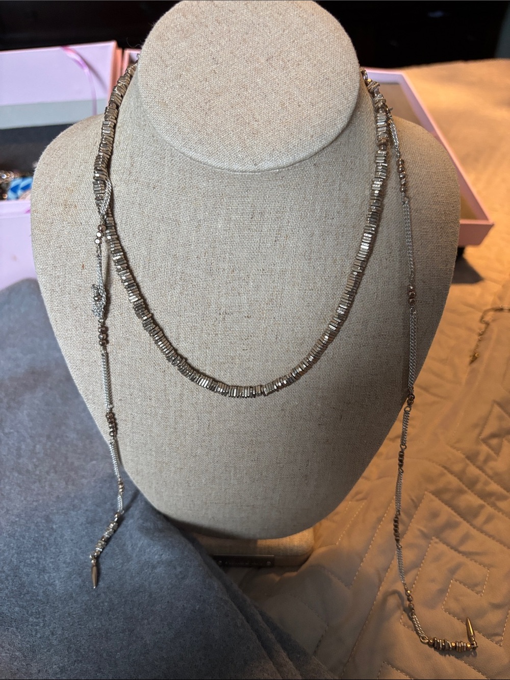 Stella & Dot Multi-Strand Silver-Tone Beaded Layered Necklace